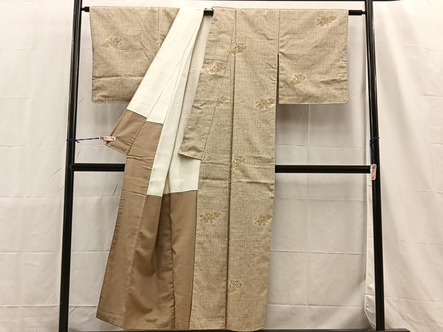 平和屋着物■上質なお召　紗綾形文様　正絹　逸品　BAAN7016hz
