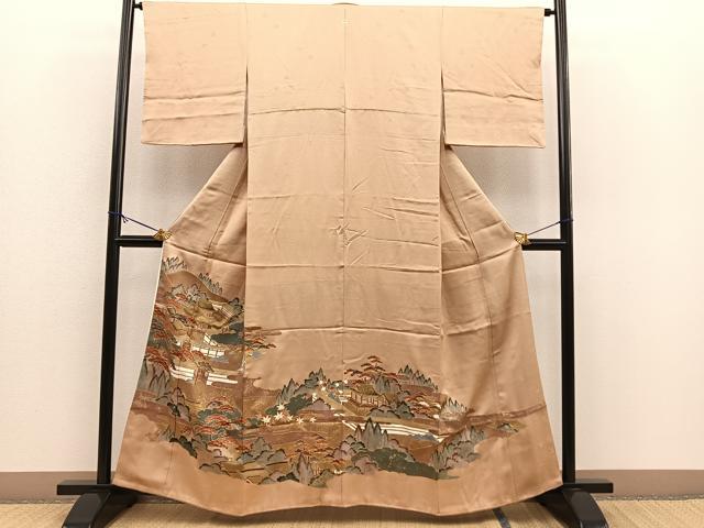 平和屋着物■豪華色留袖 エ霞風景文 金彩 正絹 逸品 BAAN7115yt
