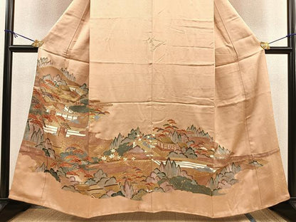 平和屋着物■豪華色留袖 エ霞風景文 金彩 正絹 逸品 BAAN7115yt