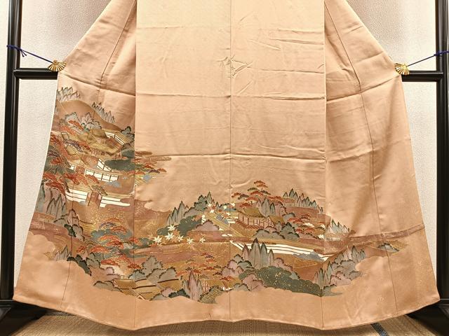 平和屋着物■豪華色留袖 エ霞風景文 金彩 正絹 逸品 BAAN7115yt