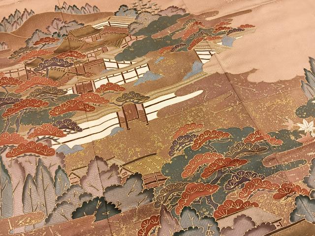 平和屋着物■豪華色留袖 エ霞風景文 金彩 正絹 逸品 BAAN7115yt