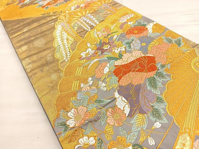 平和屋着物■六通柄袋帯　桃山　金糸　引箔　正絹　逸品　BAAN7718ea