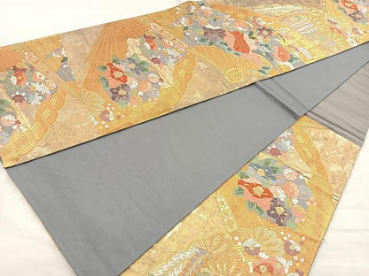平和屋着物■六通柄袋帯　桃山　金糸　引箔　正絹　逸品　BAAN7718ea