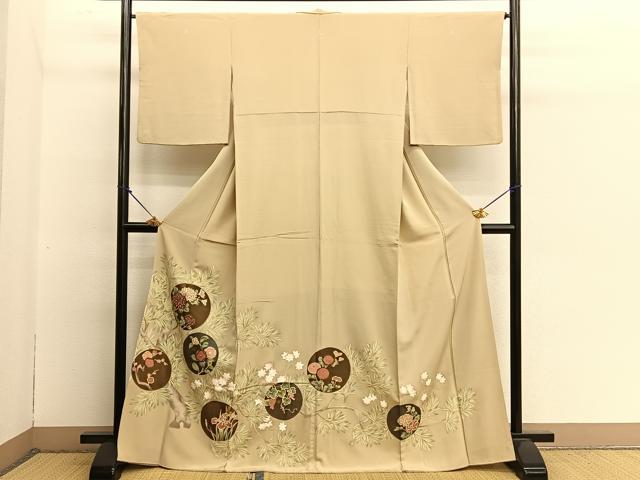 平和屋着物●豪華色留袖 駒刺繍 花丸文 金彩 正絹 逸品 BAAN8744pm