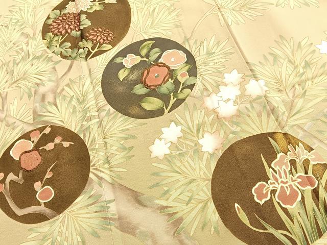 平和屋着物●豪華色留袖 駒刺繍 花丸文 金彩 正絹 逸品 BAAN8744pm