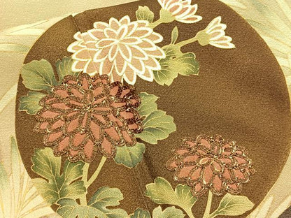 平和屋着物●豪華色留袖 駒刺繍 花丸文 金彩 正絹 逸品 BAAN8744pm