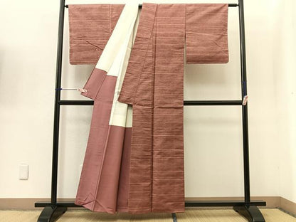 平和屋着物■上質な紬　横段文　正絹　逸品　BAAN8857wb