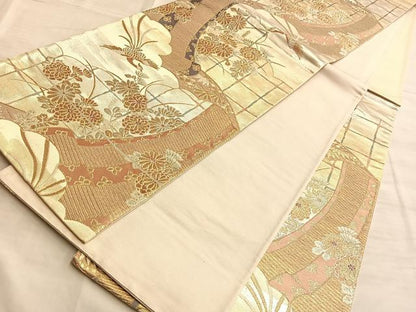 平和屋着物■六通柄袋帯 唐織 鳳凰絵巻草花文 金糸 正絹 逸品 BAAN8924du