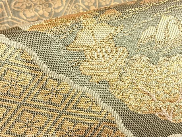 平和屋着物◎六通柄袋帯 唐織 総刺繍 蜀紅京景色 金糸 正絹 逸品 BAAN8931du