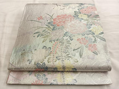 平和屋着物◎佐賀錦 六通柄袋帯 華浪漫 銀糸 正絹 逸品 BAAN8973du