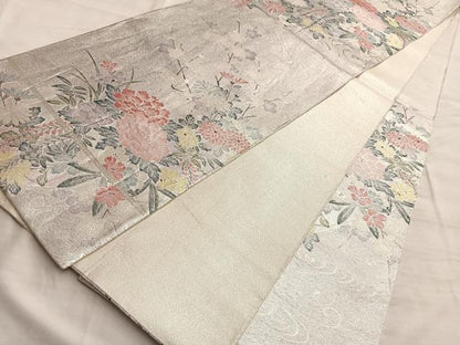 平和屋着物◎佐賀錦 六通柄袋帯 華浪漫 銀糸 正絹 逸品 BAAN8973du