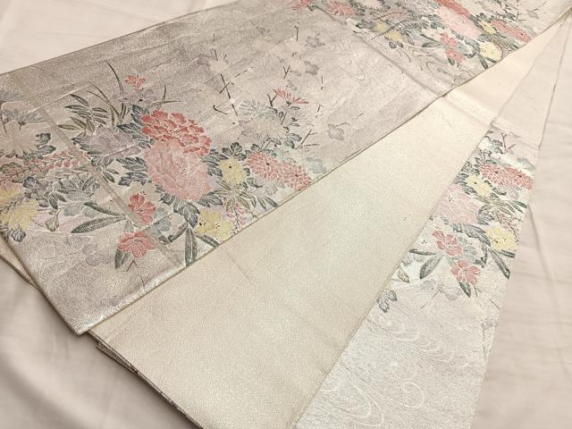 平和屋着物◎佐賀錦 六通柄袋帯 華浪漫 銀糸 正絹 逸品 BAAN8973du