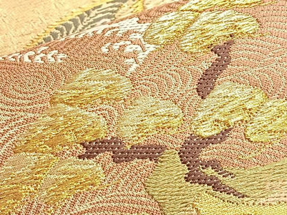 平和屋着物◎六通柄袋帯 唐織 流水松丸文 金糸 正絹 逸品 BAAN8975du