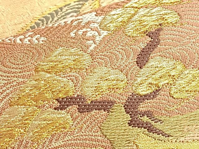平和屋着物◎六通柄袋帯 唐織 流水松丸文 金糸 正絹 逸品 BAAN8975du