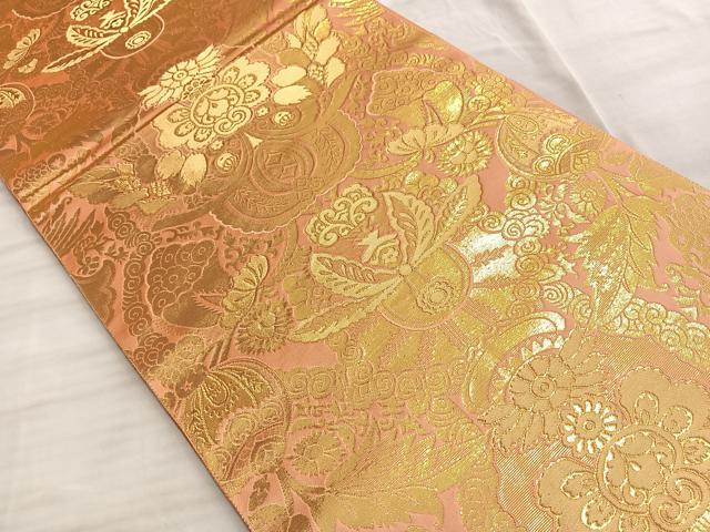 piyopiyo様　〜専用〜 平和屋着物◎全通柄袋帯 更紗文様 金糸 正絹 逸品 BAAO0037du