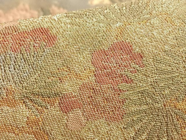 平和屋着物◎六通柄袋帯 流水御所車花文 金糸 正絹 逸品 BAAO0041du