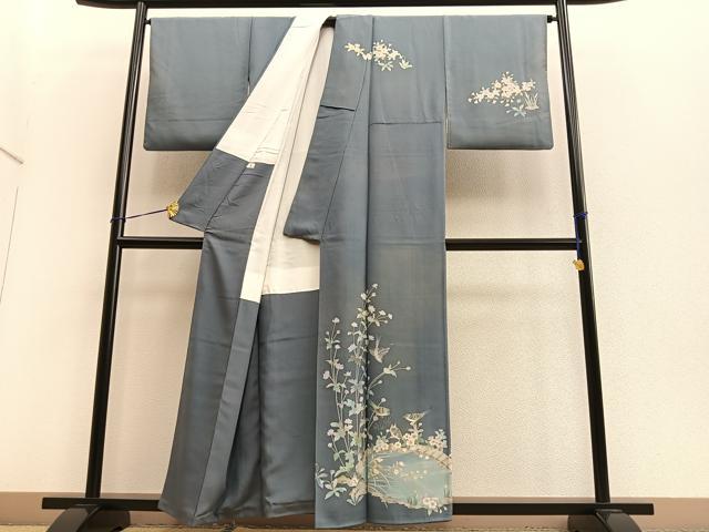 平和屋着物■訪問着　作家物　花鳥文　正絹　逸品　BAAO0171ev