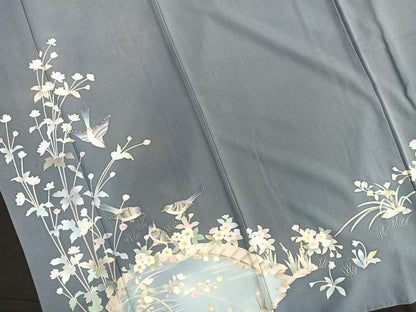 平和屋着物■訪問着　作家物　花鳥文　正絹　逸品　BAAO0171ev