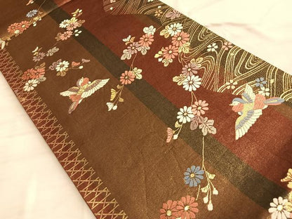 平和屋着物◎六通柄袋帯 唐織 鳳凰流水花文 金糸 正絹 逸品 BAAO0311du