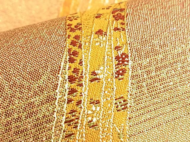 平和屋着物◎全通柄袋帯 流線文 金糸 正絹 逸品 BAAO0313du