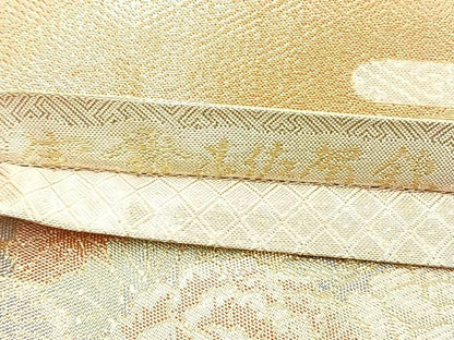 平和屋着物◎宝舞本佐賀錦 六通柄袋帯 九百錦 地紙重ね吉祥文 金糸 正絹 逸品 BAAO0701cm