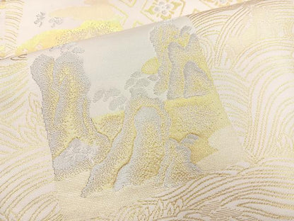 平和屋着物◎六通柄袋帯 色紙重ね風景文 金銀糸 正絹 逸品 BAAO0706cm