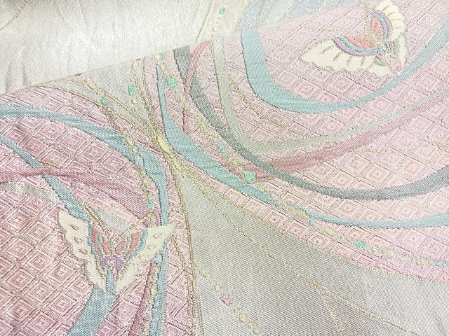 平和屋着物◎佐賀錦 六通柄袋帯 舞蝶文 金銀糸 正絹 逸品 BAAO0776cm