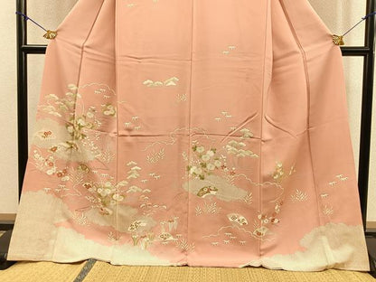 平和屋着物●創業460年・千總 訪問着 駒刺繍 扇面花文 金彩 東武百貨店扱い 正絹 逸品 BAAO1680ph