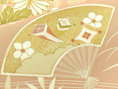 平和屋着物●創業460年・千總 訪問着 駒刺繍 扇面花文 金彩 東武百貨店扱い 正絹 逸品 BAAO1680ph