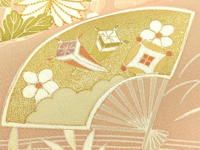 平和屋着物●創業460年・千總 訪問着 駒刺繍 扇面花文 金彩 東武百貨店扱い 正絹 逸品 BAAO1680ph