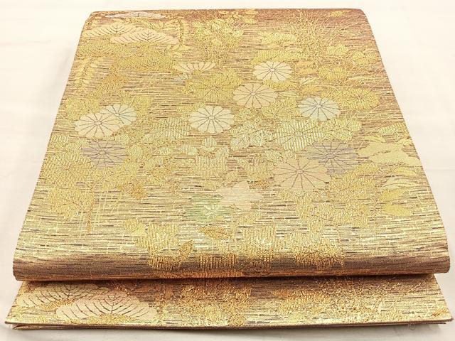 平和屋着物◎六通柄袋帯 草花文 金糸 正絹 逸品 BAAO1710if