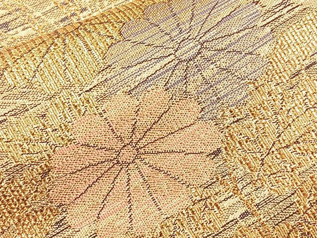 平和屋着物◎六通柄袋帯 草花文 金糸 正絹 逸品 BAAO1710if
