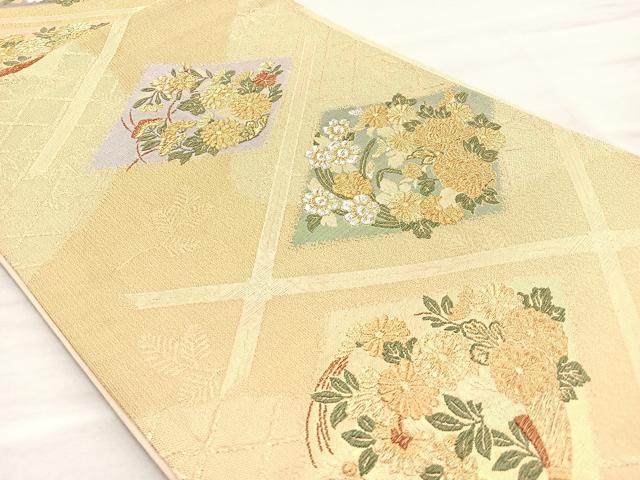 平和屋着物◎六通柄袋帯 菊菱文 金銀糸 正絹 逸品 BAAO1711if