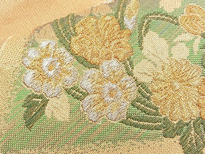 平和屋着物◎六通柄袋帯 菊菱文 金銀糸 正絹 逸品 BAAO1711if