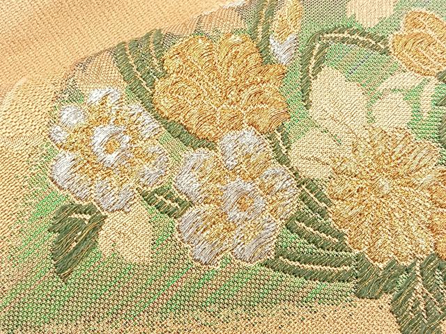 平和屋着物◎六通柄袋帯 菊菱文 金銀糸 正絹 逸品 BAAO1711if