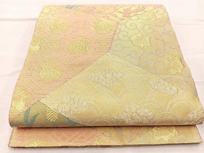 平和屋着物◎佐賀錦 六通柄袋帯 名物裂 金糸 正絹 逸品 BAAO1754if