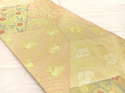 平和屋着物◎佐賀錦 六通柄袋帯 名物裂 金糸 正絹 逸品 BAAO1754if