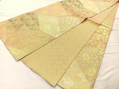 平和屋着物◎佐賀錦 六通柄袋帯 名物裂 金糸 正絹 逸品 BAAO1754if