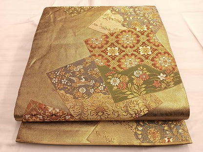 平和屋着物◎六通柄袋帯 唐織 古今和歌集 黒地 金糸 引箔 正絹 逸品 BAAO2005du
