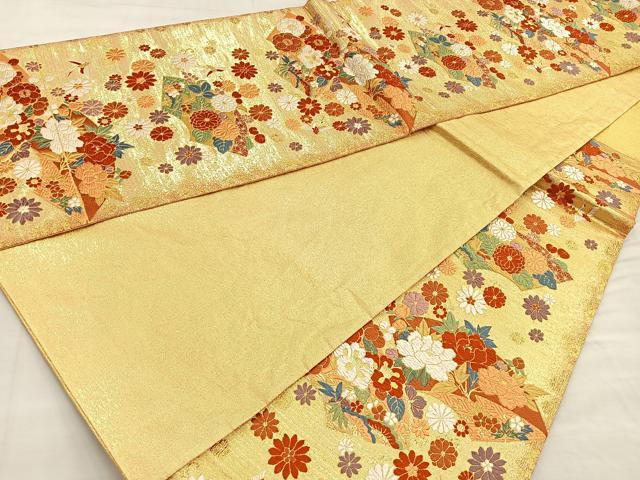 平和屋着物●佐賀錦 六通柄袋帯 唐織 地紙花鳥文 正絹 逸品 BAAO2158ea