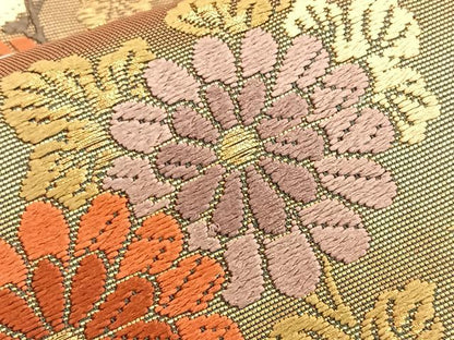 平和屋着物●六通柄袋帯 唐織 花鳥文 金糸 正絹 逸品 BAAO2162ea