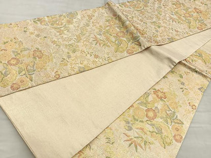 平和屋着物■佐賀錦 六通柄袋帯 向かい鳥花文 金糸 正絹 逸品 BAAO2213ea