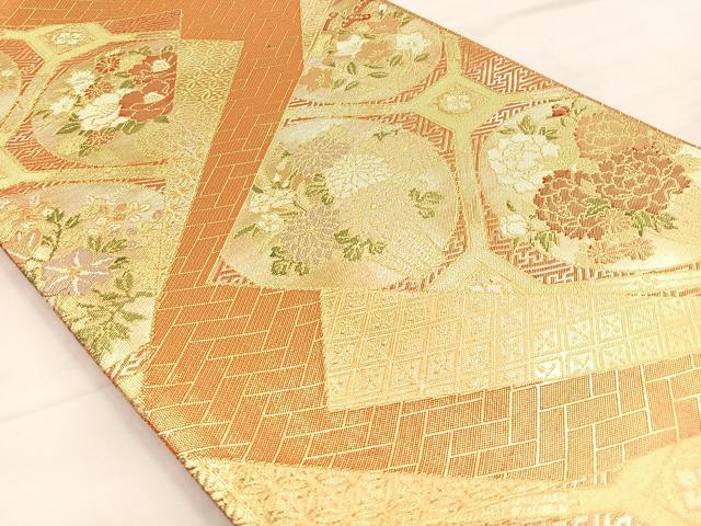 平和屋着物◎佐賀錦 六通柄袋帯 蜀江花籠文 金銀糸 正絹 逸品 BAAO3105if