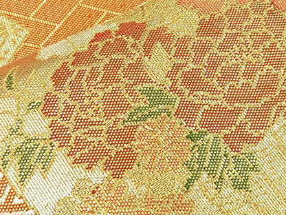 平和屋着物◎佐賀錦 六通柄袋帯 蜀江花籠文 金銀糸 正絹 逸品 BAAO3105if