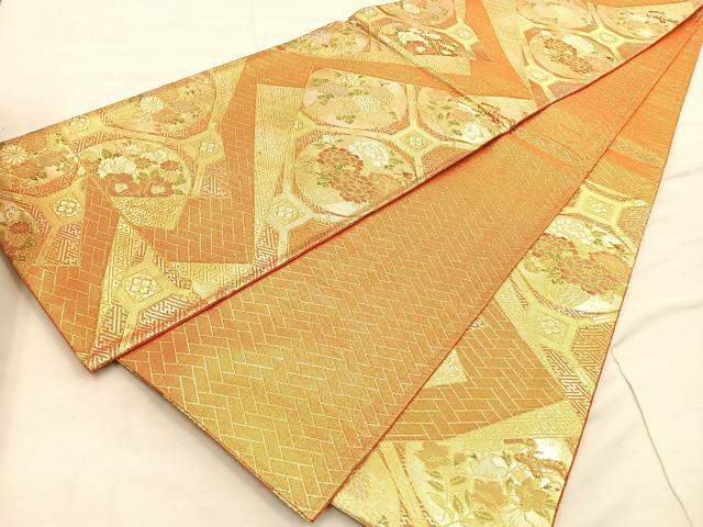 平和屋着物◎佐賀錦 六通柄袋帯 蜀江花籠文 金銀糸 正絹 逸品 BAAO3105if