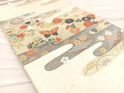 平和屋着物◎六通柄袋帯 唐織名錦遺芳 金糸 正絹 逸品 BAAO3107if