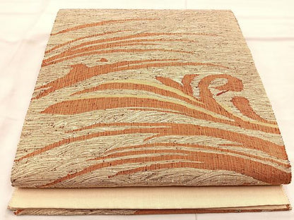 平和屋着物◎太鼓柄袋帯 すくい織 流水文 金糸 正絹 逸品 BAAO3118if