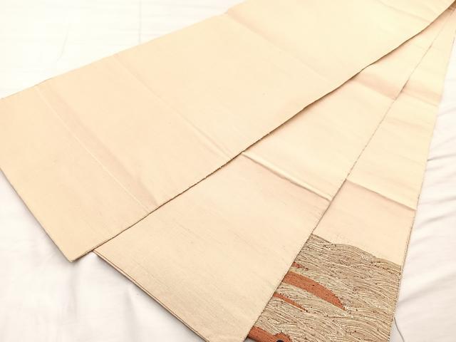 平和屋着物◎太鼓柄袋帯 すくい織 流水文 金糸 正絹 逸品 BAAO3118if