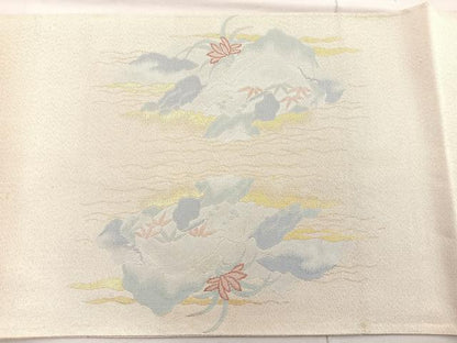 平和屋着物◎太鼓柄袋帯 人物風景文 金糸 正絹 逸品 BAAO3402if