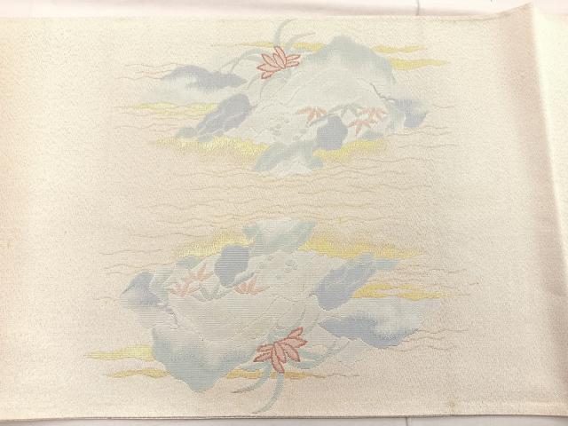 平和屋着物◎太鼓柄袋帯 人物風景文 金糸 正絹 逸品 BAAO3402if